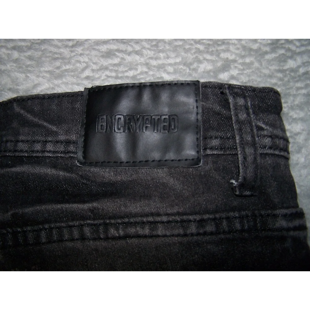 Encrypted Shorts‎ Men's 32X13 (Tag 30) Denim Distressed Jean Black Ripped Y2K